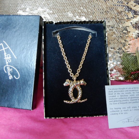 VTG.NIB JC JACKIE COLLINS GOLD PANTHER NECKLACE - Picture 7 of 13